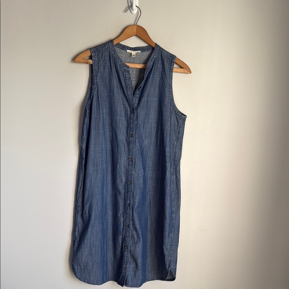 Eileen Fisher Sleeveless Button-Front Denim Dress XS - Picture 2 of 13